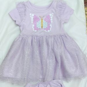Cat and Jack Purple butterfly tulle dress. 12 month